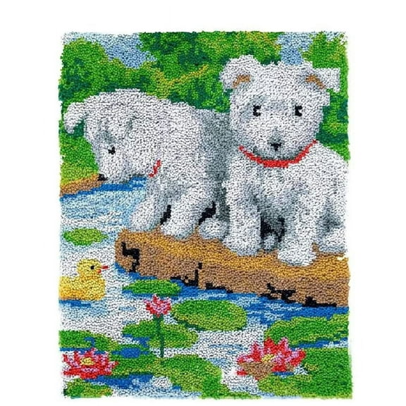 Latch Hook Rug Kits for Adults Kids Beginners,Olw DIY Crochet Rug Making Kit Animals Patterns, Carpet Embroidery Crafting Arts, Latch Hook Cushion Kits