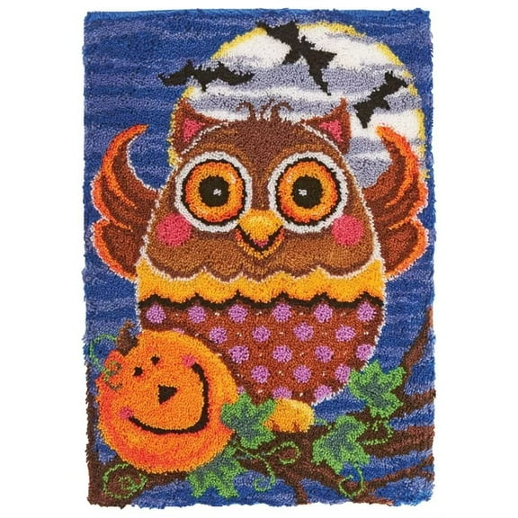 Latch Hook Rug Kits for Adults Kids Beginners,Owl DIY Crochet Rug Making Kit Animals Patterns, Carpet Embroidery Crafting Arts, Latch Hook Cushion Kits