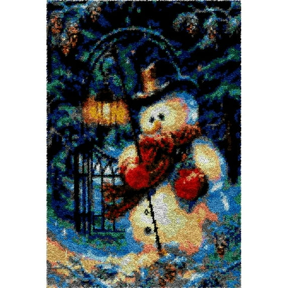Latch Hook Rug Kits for Adults,Snowman Christmas Rug Making Latch Hooking Kit latch hook cushion kits,Needlework Cushion Cover Hand Craft Crochet for Great Family