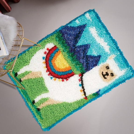 Latch Hook Rug Kits Embroidery DIY Alpaca Pattern Crochet Needlework Crafts for Adults and Kids Beginners 20"x 15"
