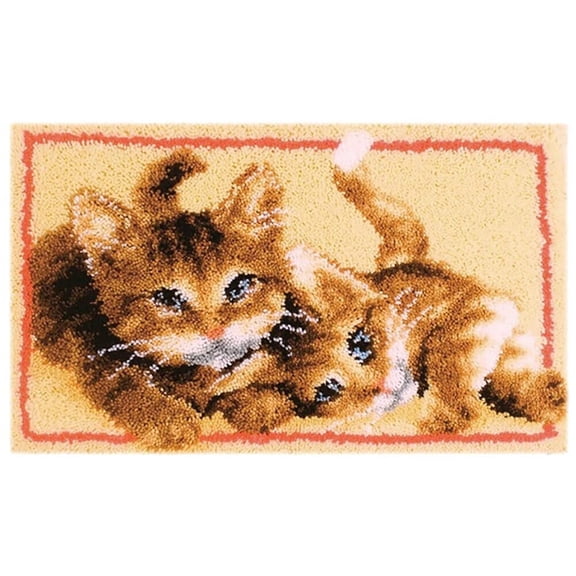 Latch Hook Rug Kits Embroidery DIY Cats Pattern Crochet Needlework Crafts for Adults and Kids Beginners 20 "x 15"