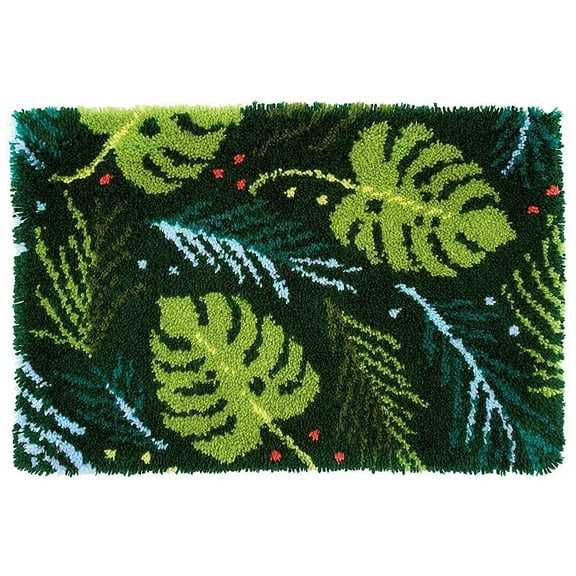 Latch Hook Rug Kits Embroidery DIY Leaves Pattern Crochet Needlework Crafts for Adults and Kids Beginners 20"x 15"