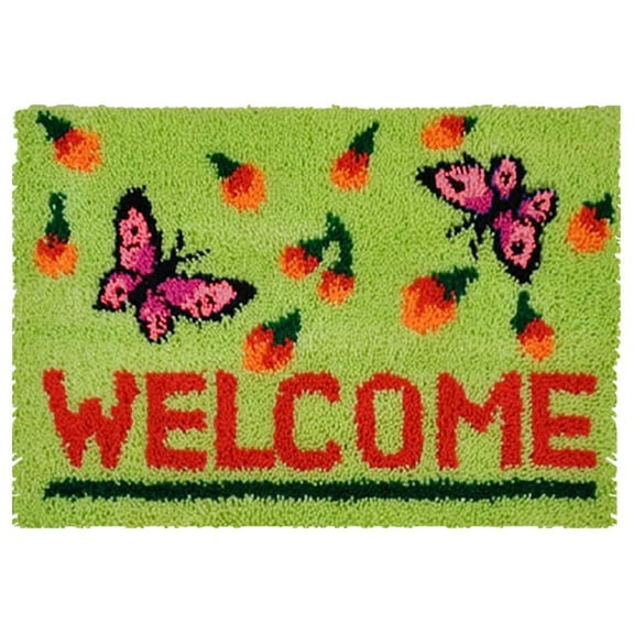 Latch Hook Rug Kits Embroidery DIY butterfles Pattern Crochet Needlework Crafts for Adults and Kids Beginners 20*15in
