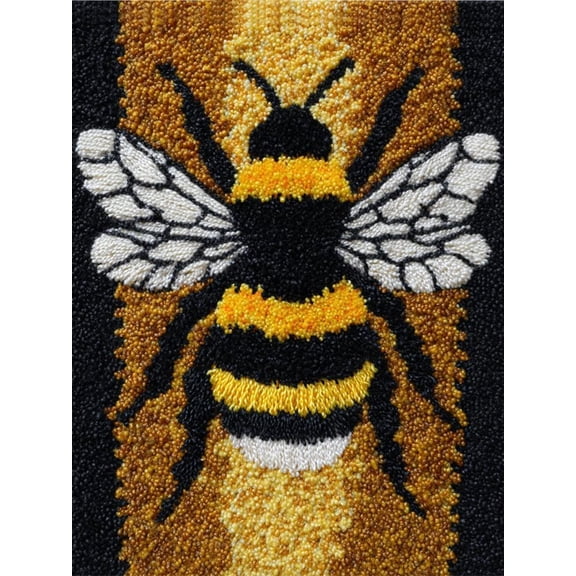 Latch Hook Rug Kits For Adults Beginners,Bee,Diy Craft Doormat Carpet Making Kit Tapestry Gift Home Decorations