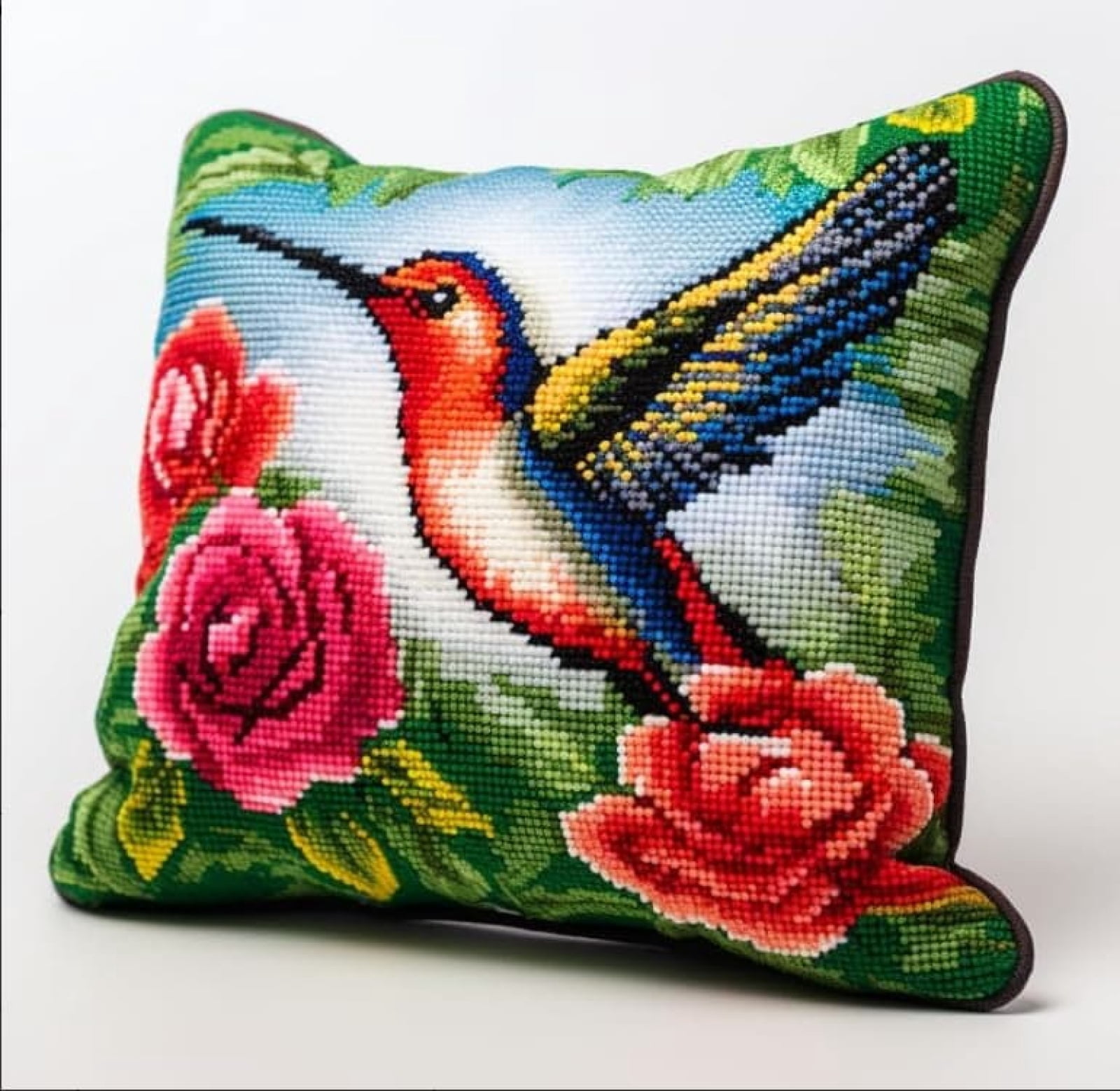 Latch Hook Rug Kits For Adults Bird Diy Latch Hook Cushion Cross-Stitch Embroidery Cushion Cover For Home Sofa Decoration 17X17 In.