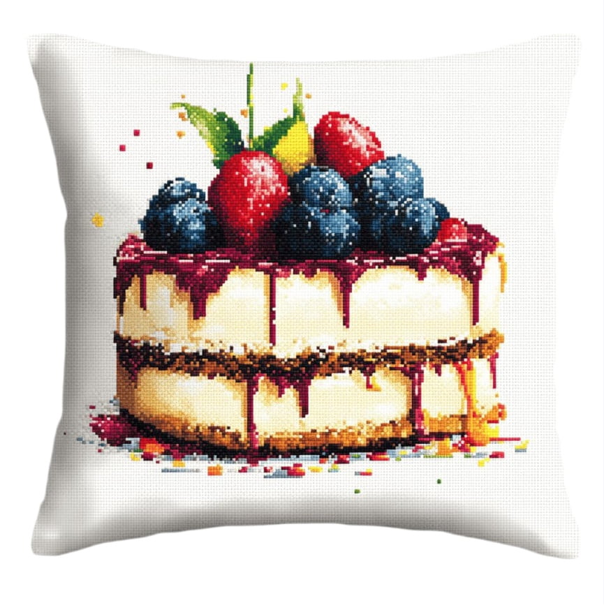 Latch Hook Rug Kits For Adults Cakes And Desserts Diy Latch Hook Cushion Cross-Stitch Embroidery Cushion Cover For Home Sofa Decoration 17X17 In.
