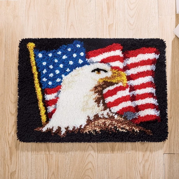 Latch Hook Rug Kits, Kids Adults Carpet Embroidery Set Beginners Cross Stitch DIY Crochet Needlework Crafts Kits with Yarns, Crochet Hook and Gift Box, Americaneagle 20 x15 Inches