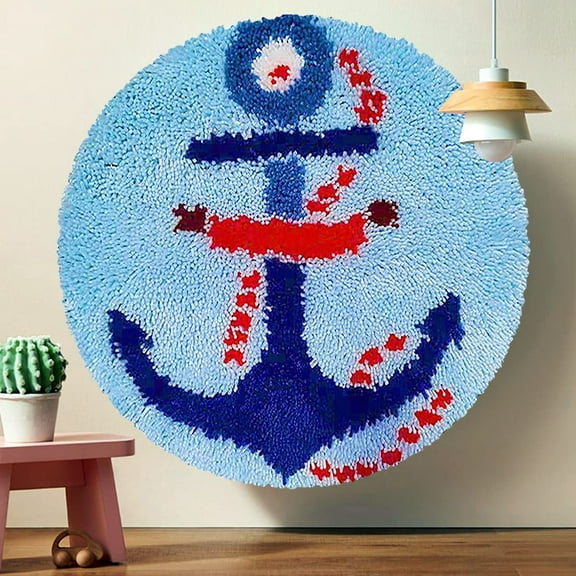 Latch Hook Rug Kits, Kids Adults Carpet Embroidery Set Beginners Cross Stitch DIY Crochet Needlework Crafts Kits with Yarns, Crochet Hook and Gift Box,Roundanchor 20 x20 Inches