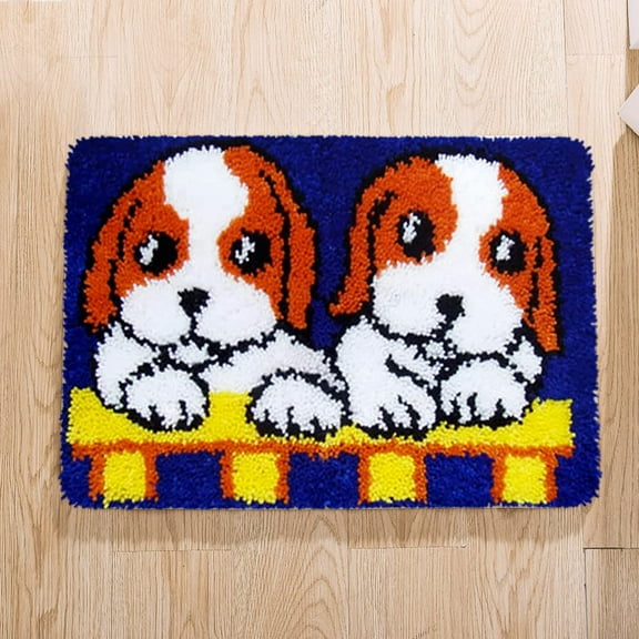 Latch Hook Rug Kits, Kids Adults Carpet Embroidery Set Beginners Cross Stitch DIY Crochet Needlework Crafts Kits with Yarns, Crochet Hook and Gift Box, Twodogs 20 x15 Inches