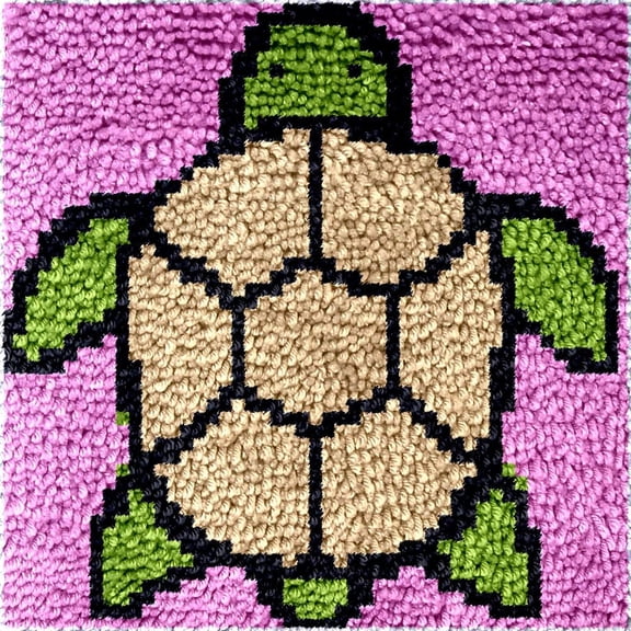 Latch Hook Rug Kits for Kids Beginner Cartoon Turtle Needle Crochet Yarn Kits Embroidery Carpet Hook and Latch Kit Mini Tapestry Christmas Home Decoration 30x30cm
