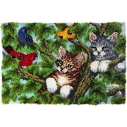 Latch Hook Rug Kits Latch Hook Kit DIY Throw Rug Cover Sofa Cushion Cover Cute Cat/Animals DIY Crochet Needlework Crafts Kits with Yarns 20"*15"