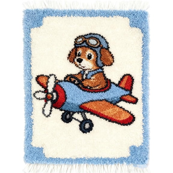 Latch Hook Rug Kits The Little Dog That Flies The Plane Christmas Rug Making Kits For Beginners Adults Tapestry Kits Embroidery Kits Craft Kit Carpet Doormat Creative Gift Home Decoration