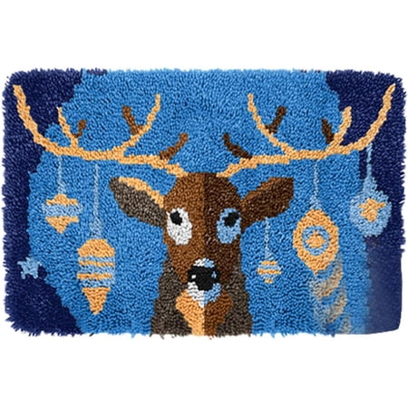 Latch Hook Rug Kits, Reindeer | Latch Hook Kit, DIY Crochet Rug Making Kit for Adults Kids, 3D Cross Stitch Carpet Embroidery Needlework Crocheting for Home Decor, 15 * 20in