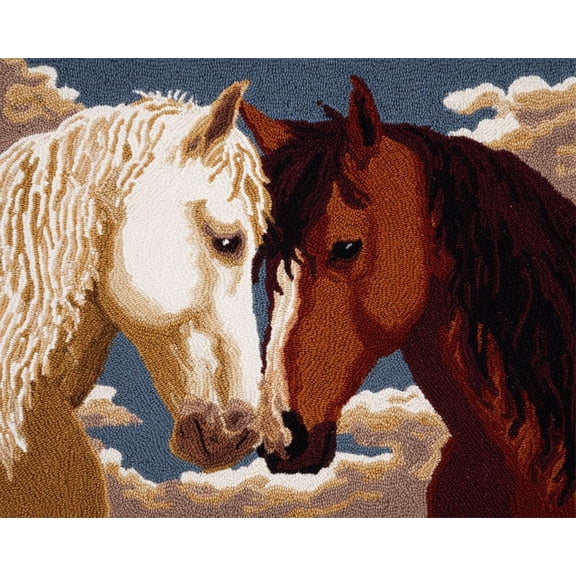 Latch Hook Rug Kits Two Animals, Horses Christmas Rug Making Kits For Beginners Adults Tapestry Kits Embroidery Kits Craft Kit Carpet Doormat Creative Gift Home Decoration
