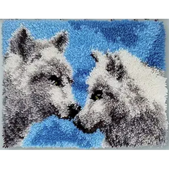 Latch Hook Rug Kits for Adults Wolf Kits Rug Making Kits Embroidery Kits DIY Crochet Yarn Kits for Beginners Adults Kids Craft Kit Creative Gift