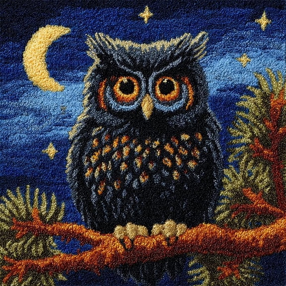 Latch Hook Throw Pillow Kit Animal Owl Embroidery Latch Hooking Crochet Kits 17x17inch