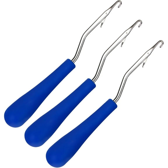 Latch Hook Tool Crochet Needle Hook Knitting Tool Kit for Rug Making and Art Crafts,3 Pack 6.3 Inch Blue