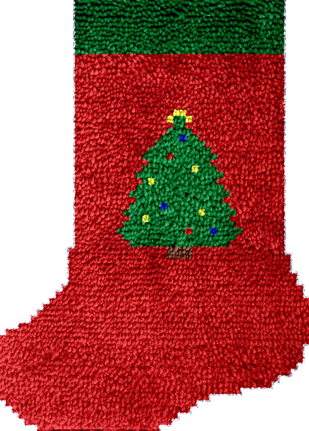 Latch Hook kits Christmas Red Sock Tree DIY Printed Canvas Crochet Yarn Embroidery Easy for Beginner Xmas Gift Stocking Bag for Christmas Ornament Decoration 43x31cm
