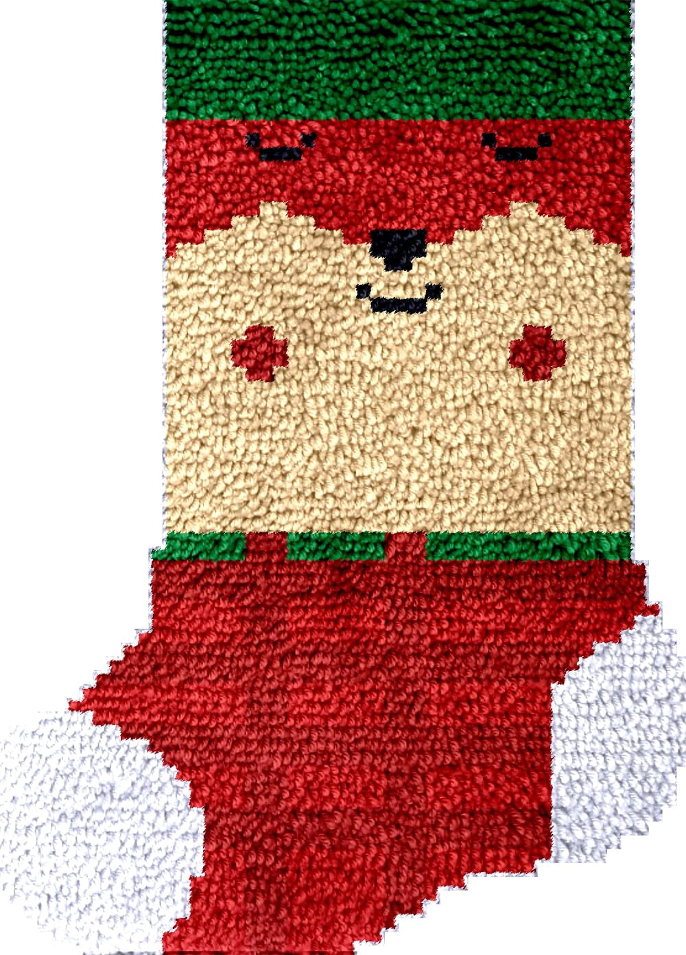 Latch Hook kits Christmas Sock Cartoon Bear DIY Printed Canvas Crochet Yarn Embroidery Easy for Beginner Xmas Gift Stocking Bag for Christmas Ornament Decoration 43x31cm