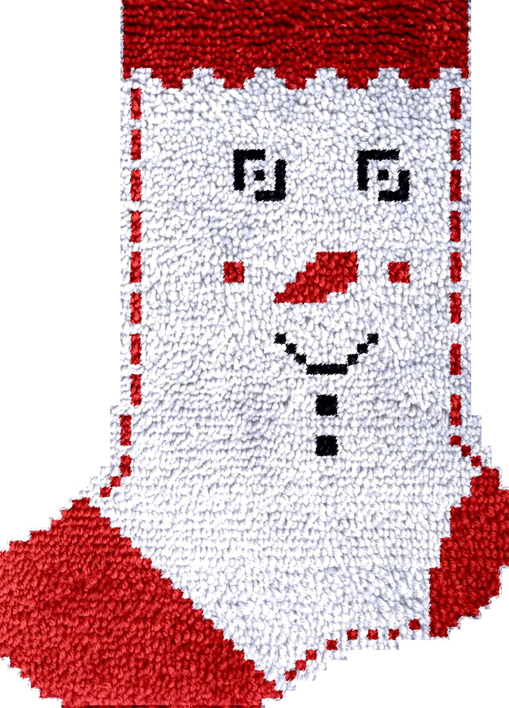 Latch Hook kits Christmas Sock White Snowman DIY Printed Canvas Crochet Yarn Embroidery Easy for Beginner Xmas Gift Stocking Bag for Christmas Ornament Decoration 43x31cm