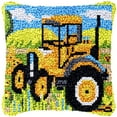 thumbnail image 1 of Latch Hook kits Pillow Tractor Cover Printed Canvas DIY Cushion Crochet Yarn Needlework Hook Latch Kit Embroidery Pillowcase Rug Home Sofa Christmas Decoration 43x43cm(3), 1 of 7