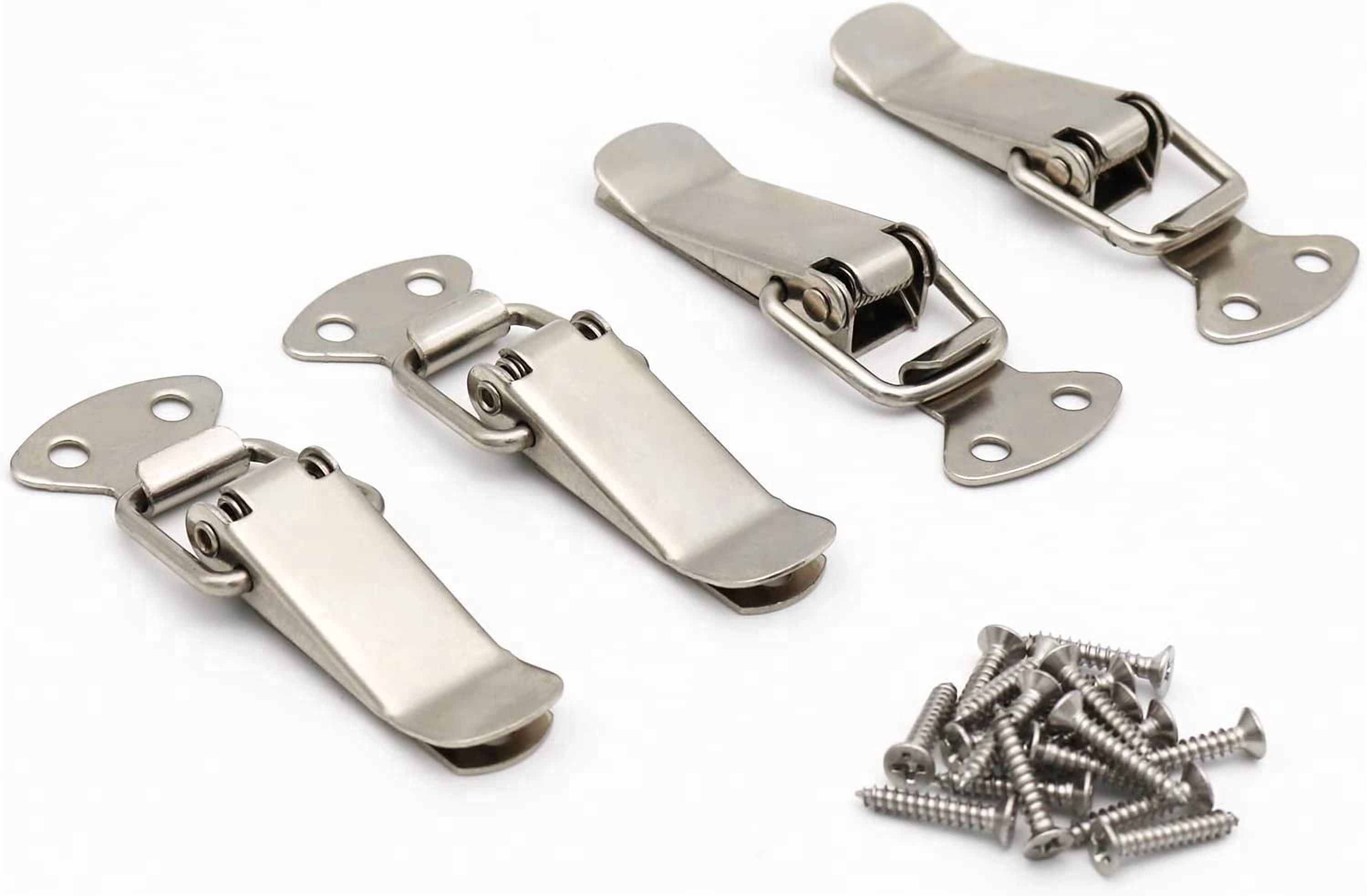 Latch, Stainless Steel Spring Loaded Toggle Latch, Silver Catch Hasp Clamp Clip Lock with High Quality Stainless Steel Screws for Cabinet, Wooden Case, Box, Chest(4 Pack)