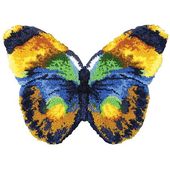 Latch hook rug kit, Butterfly | Yarn Sofa Cushion Mat Tapestry DIY Carpet Arts Crafts 50×38cm/20*15in