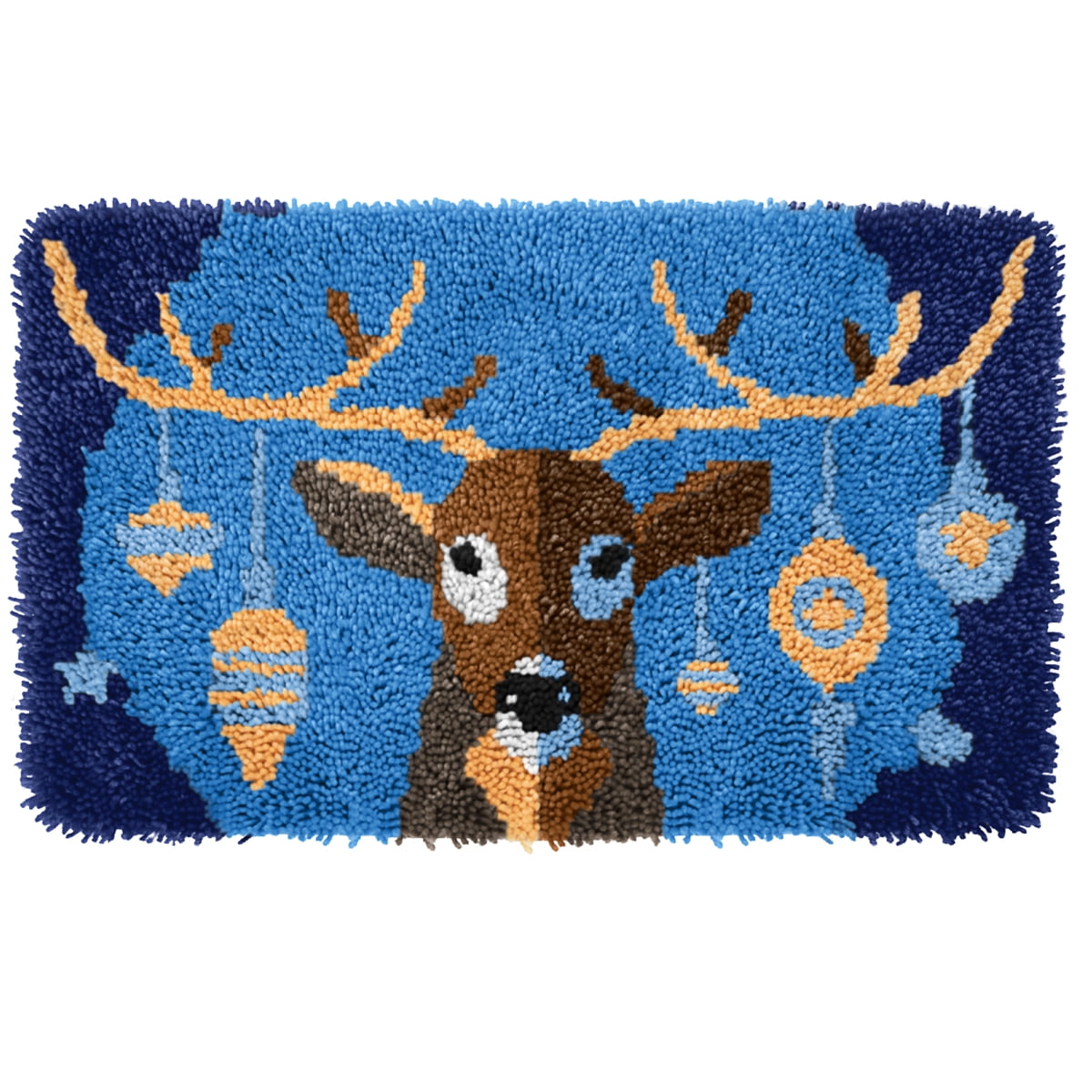 Latch hook rug kit,latch hook cushion kits,Christmas Elk Latch Hook Rug Kit for Adults Crocheting Carpet Rug Yarn Sofa Cushion Mat Tapestry DIY Carpet Arts Crafts 50×38cm/20*15in
