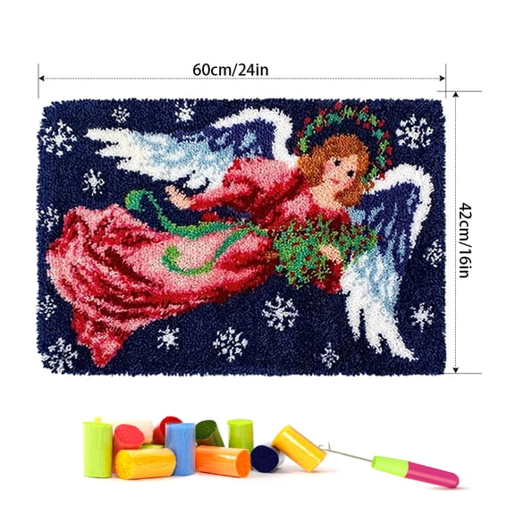 Latch hook rug kit,latch hook cushion kits,Angels and Jesus Latch Hook Rug Kit for Adults Crocheting Carpet Rug Yarn Sofa Cushion Mat Tapestry DIY Carpet Arts Crafts 50×38cm/20*15in