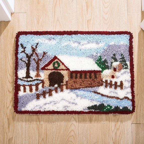 Latch hook rug kit,latch hook cushion kits,Christmas Latch Hook Rug Kit for Adults Crocheting Carpet Rug Yarn Sofa Cushion Mat Tapestry DIY Carpet Arts Crafts 50×38cm/20*15in