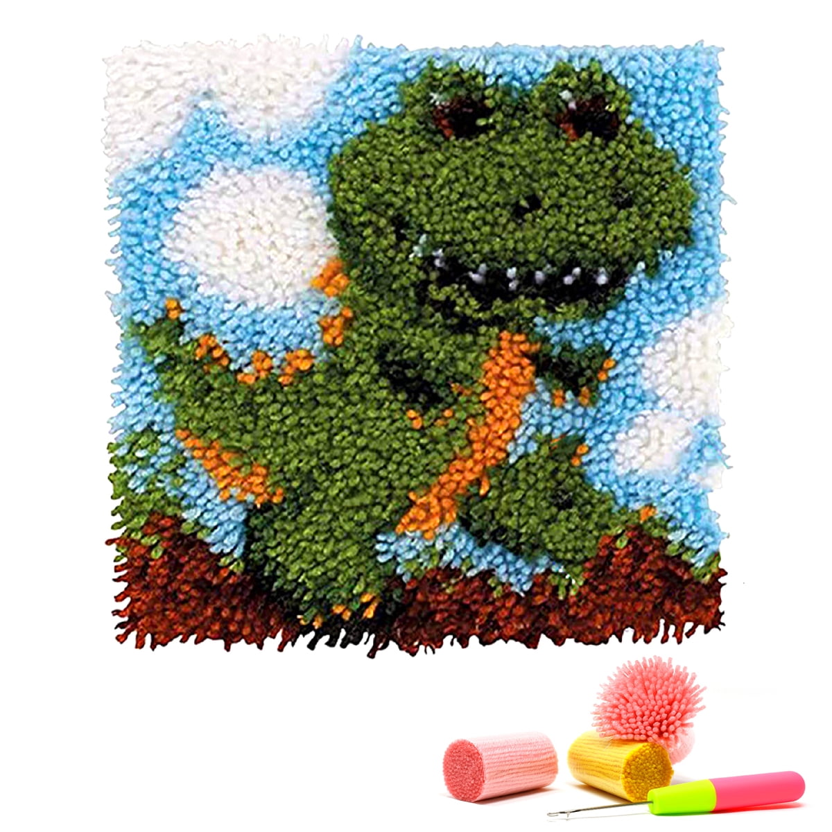 Latch hook rug kit,latch hook cushion kits,Dinosaur And Dragon Latch Hook Rug Kit for Adults Crocheting Carpet Rug Yarn Sofa Cushion Mat Tapestry DIY Carpet Arts Crafts 50×38cm/20*15in