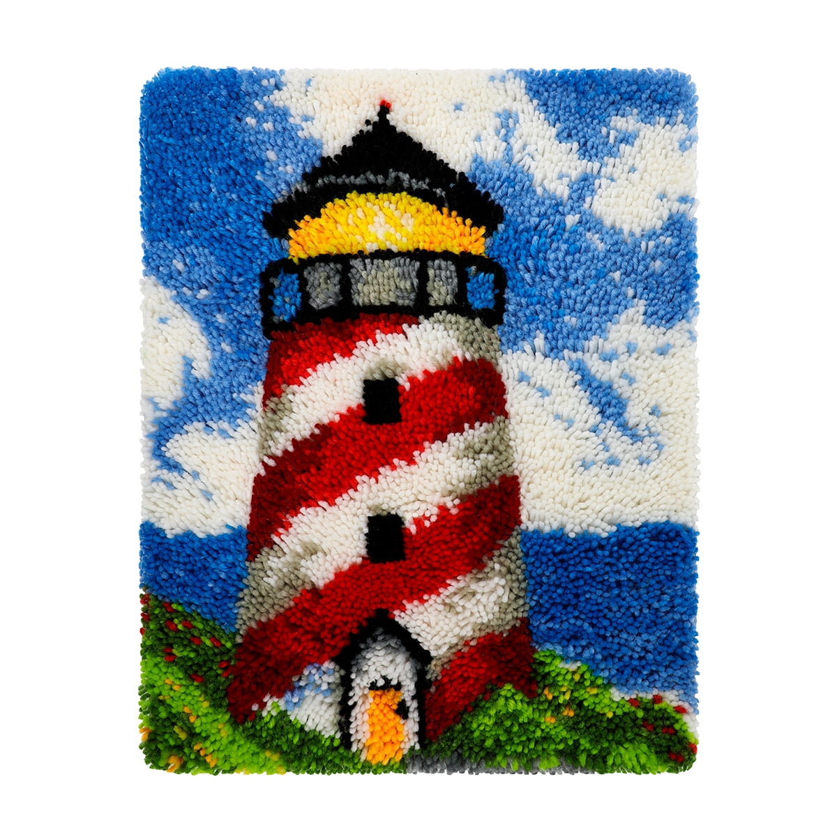 Latch hook rug kit,latch hook cushion kits,Lighthouse Latch Hook Rug Kit for Adults Crocheting Carpet Rug Yarn Sofa Cushion Mat Tapestry DIY Carpet Arts Crafts 50×38cm/20*15in