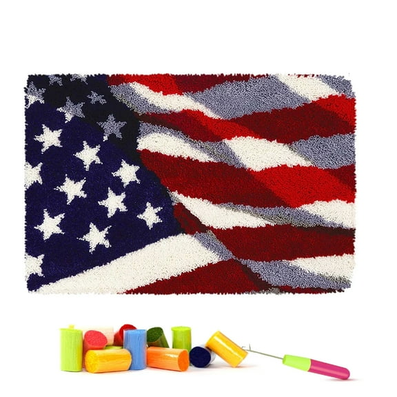 Latch hook rug kit,latch hook cushion kits,National Flag Latch Hook Rug Kit for Adults Crocheting Carpet Rug Yarn Sofa Cushion Mat Tapestry DIY Carpet Arts Crafts 50×38cm/20*15in
