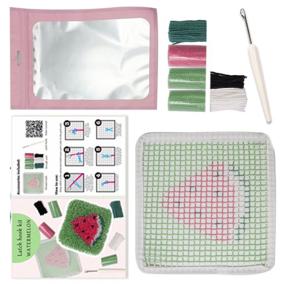 Latched Hook Kits for Adults Kids Coasters Making Kits with Fruit Pattern Latched Hook Coasters Kits for Home Decorations