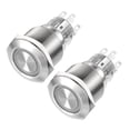 thumbnail image 1 of Latching Metal Push Button Switch 22mm 2NO 2NC 24V Green LED Light, Flat Head, 2pcs, 1 of 5