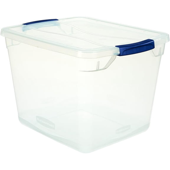 Latching Storage Tote Container, Clear, 30-Qt