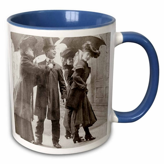 Late 1800s Comic Stereoview The Distracted Husband Vintage Humor 15oz Two-Tone Blue Mug mug-301250-11