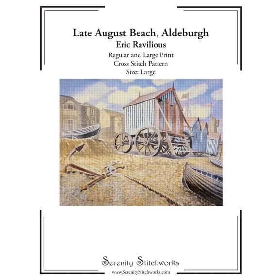 Late August Beach, Aldeburgh Cross Stitch Pattern - Eric Ravilious - Large Size Edition: Regular and Large Print Cross S, (Paperback)