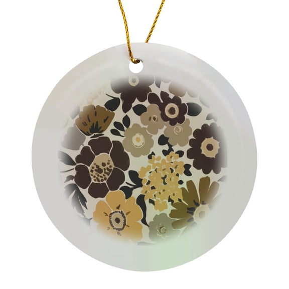 3drose, Late Fall Brown N Tans in Pretty Pattern, Circle Porcelain Ornament