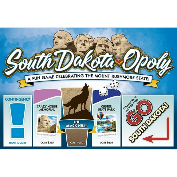 Late For The Sky: South Dakota-Opoly - State Themed Family Board Game, Opoly-Style Game Night, Traditional Play Or 1 Hr Version, Ages 8+, 2-6 Players