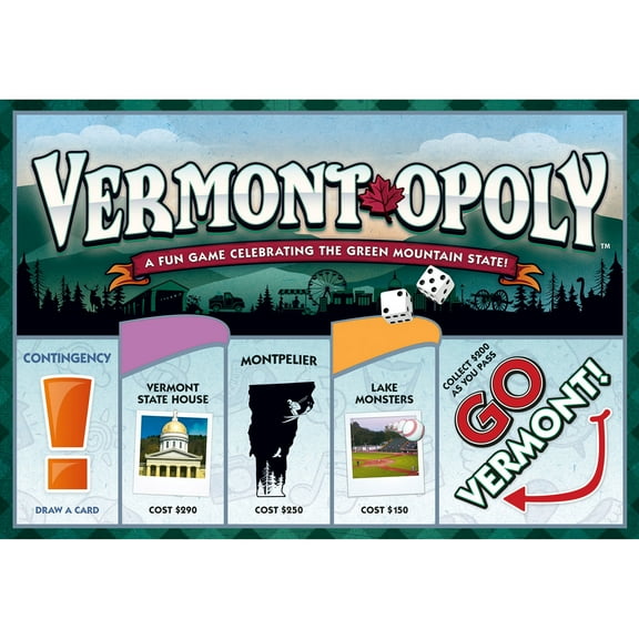 Late For The Sky: Vermont-Opoly - State Themed Family Board Game, Opoly-Style Game Night, Traditional Play Or 1 Hr Version, Ages 8+, 2-6 Players