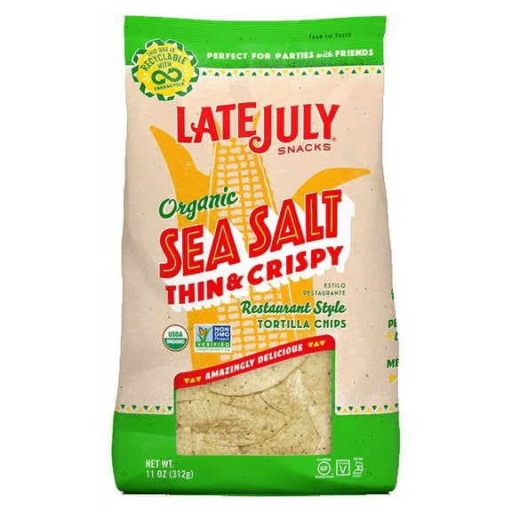 Late July Organic Sea Salt Restaurant Style Tortilla Chips, 11 oz, (Pack of 9)