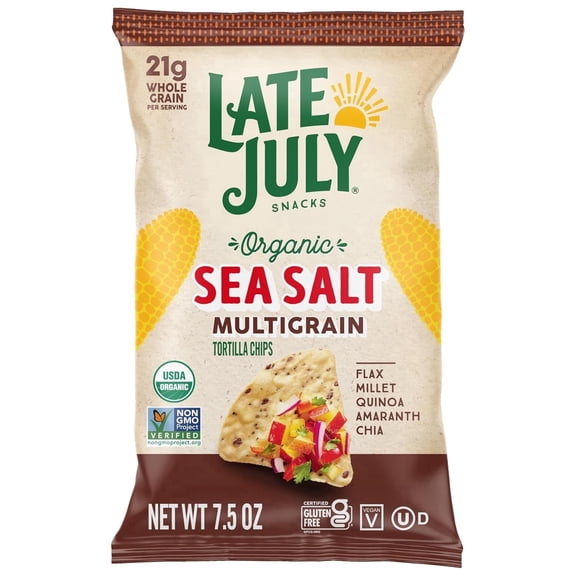 Late July Sea Salt Multigrain Organic Tortilla Chips, 7.5 oz Bag