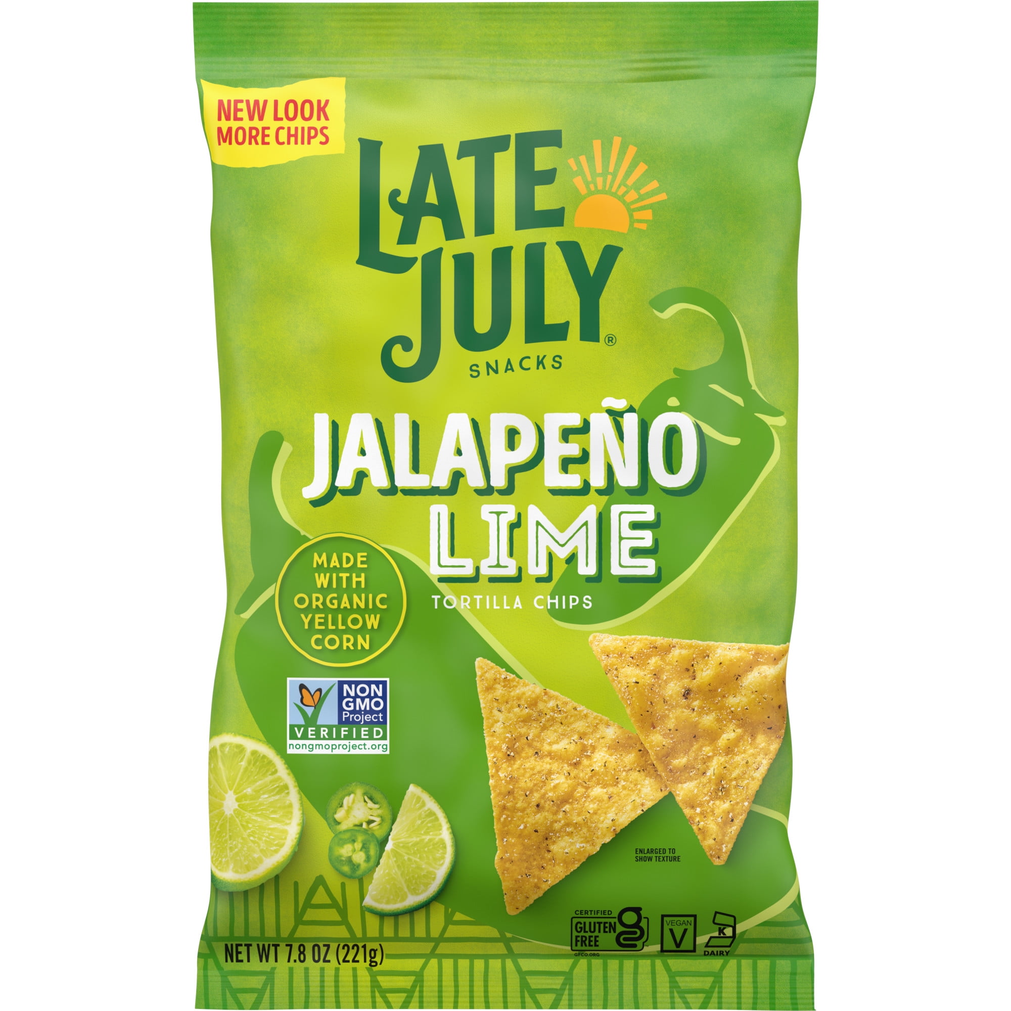 Late July Snacks, Jalapeno Lime Tortilla Chips, 7.8-oz. Bag Pack Of 12