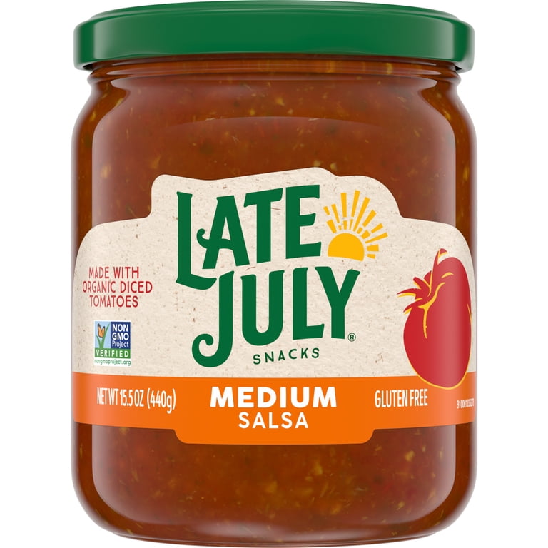 Late July Snacks Organic Medium Salsa 15.5 oz Jar with Diced