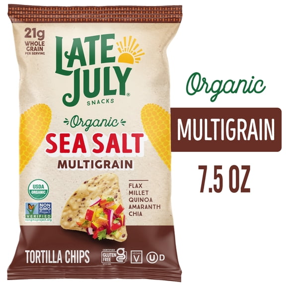 Late July Sea Salt Multigrain Organic Tortilla Chips, 7.5 oz Bag