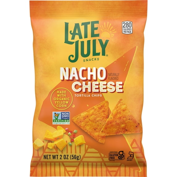 Late July Snacks, Nacho Cheese Tortilla Chips, 2-oz. Bag