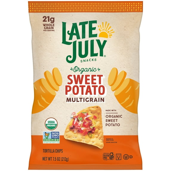 Late July Snacks, Organic Multigrain Sweet Potato Tortilla Chips, 7.5-oz. Bag