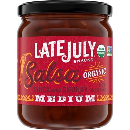 Late July Snacks Organic Salsa, Medium Thick and Chunky, 15.5 oz. Jar