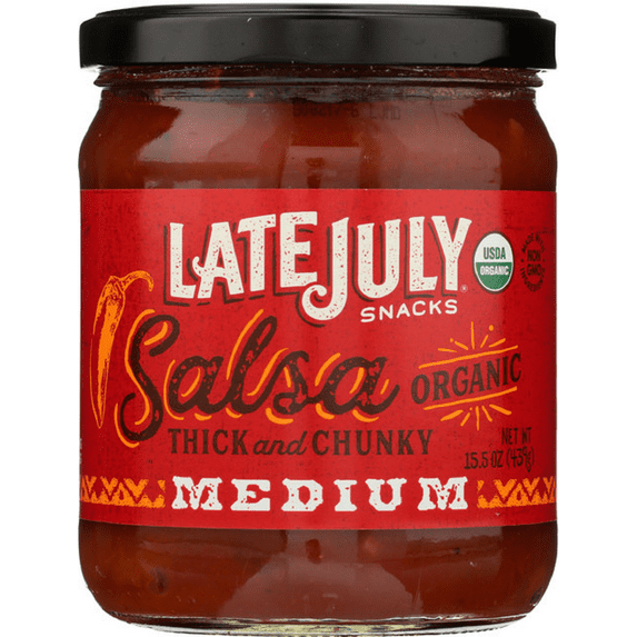 Late July Snacks Organic Salsa Thick and Chunky Medium, 15.5 oz (Pack of 12)